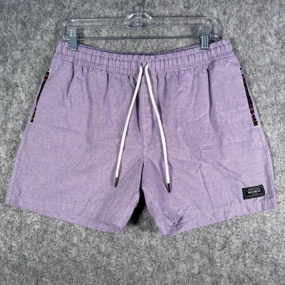 Wowie Shorts Mens Large Purple Elastic Waist Casual 5'' Inseam Aztec